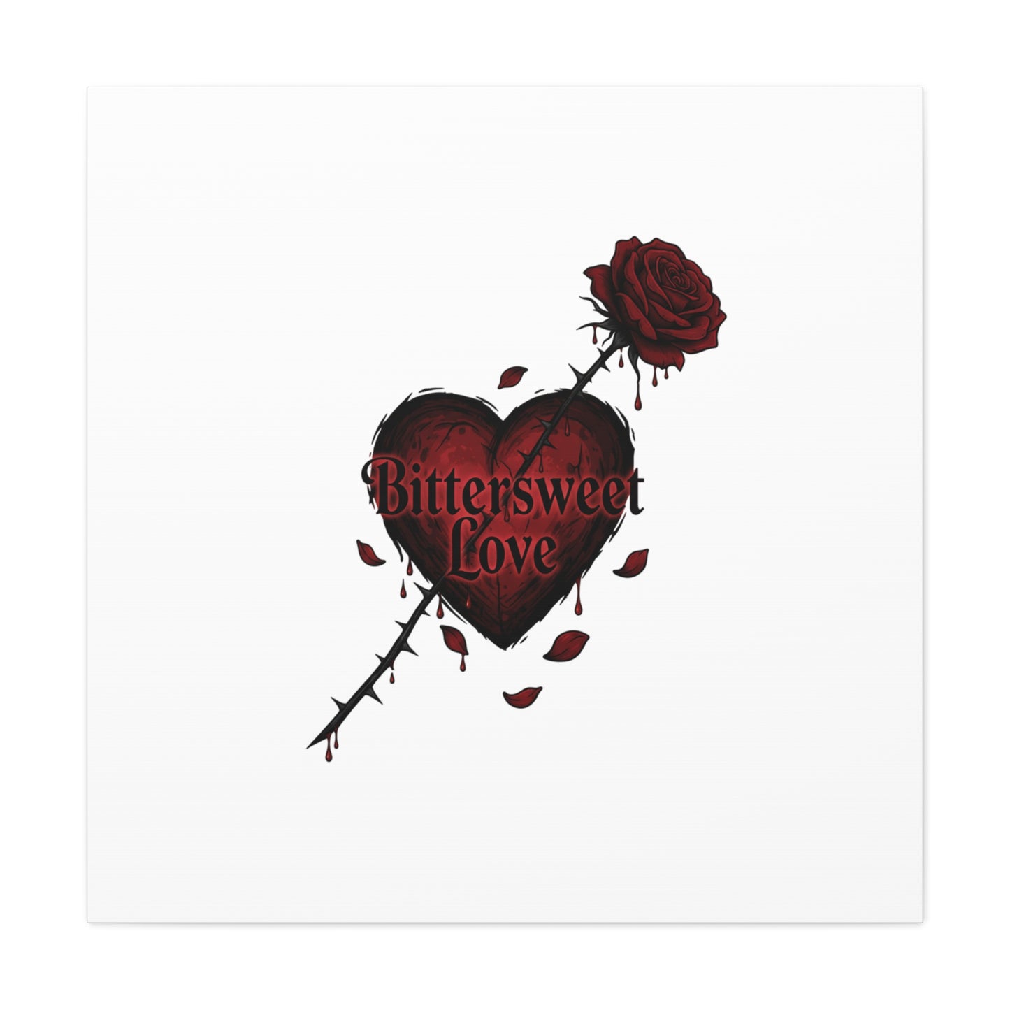 Bittersweet Love heart & thorn rose Canvas | Goth Valentine, Dark Romance Art Print