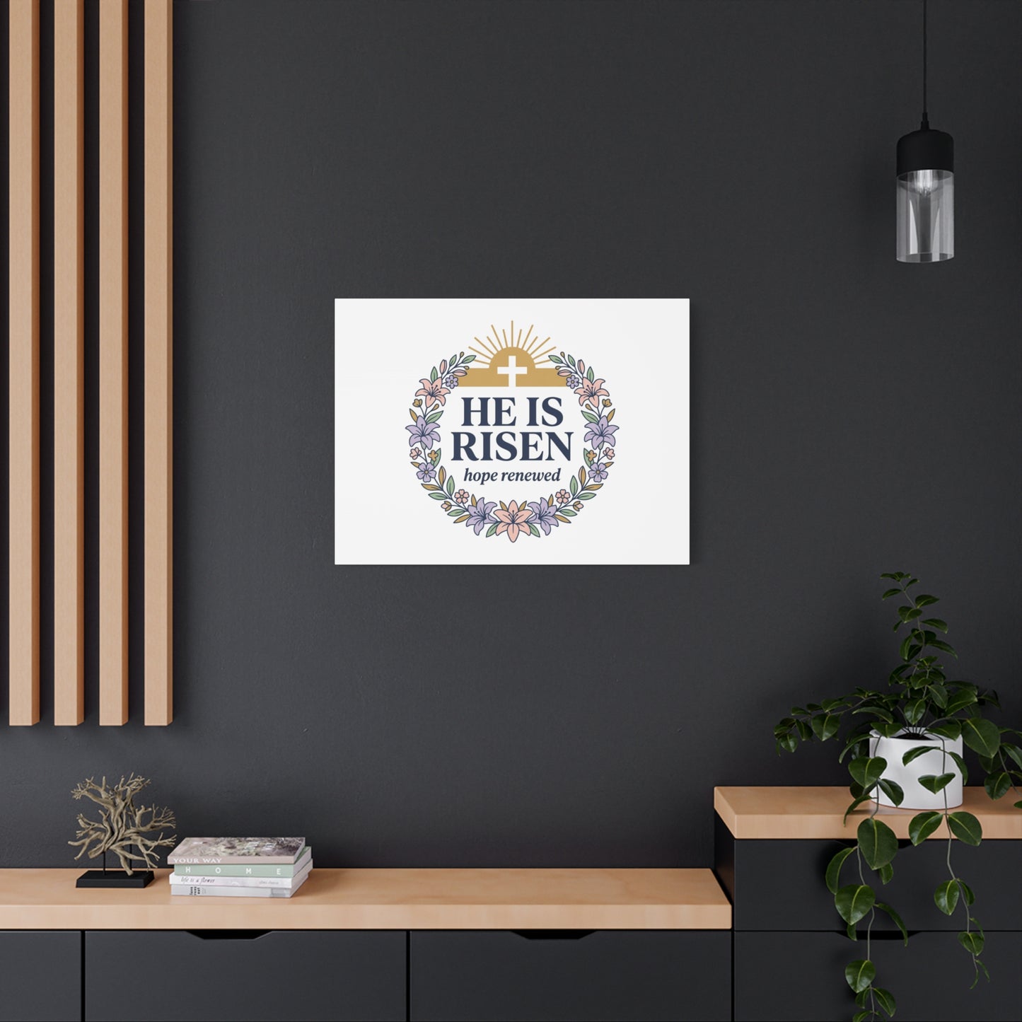 He Is Risen Canvas | Christian Easter Wall Art, Resurrection Scripture