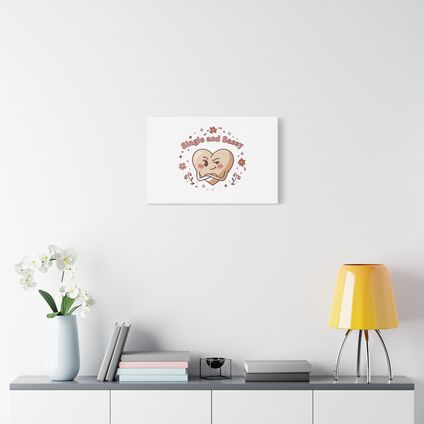 Single and Sassy Heart Canvas | Anti‑Valentine, Pastel Cynic Wall Art
