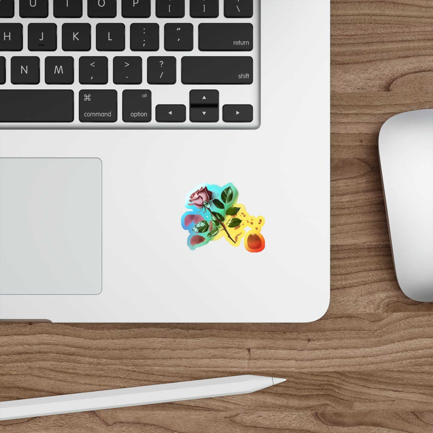 Holographic Rose Sticker | Die Cut Floral Hologram Sticker