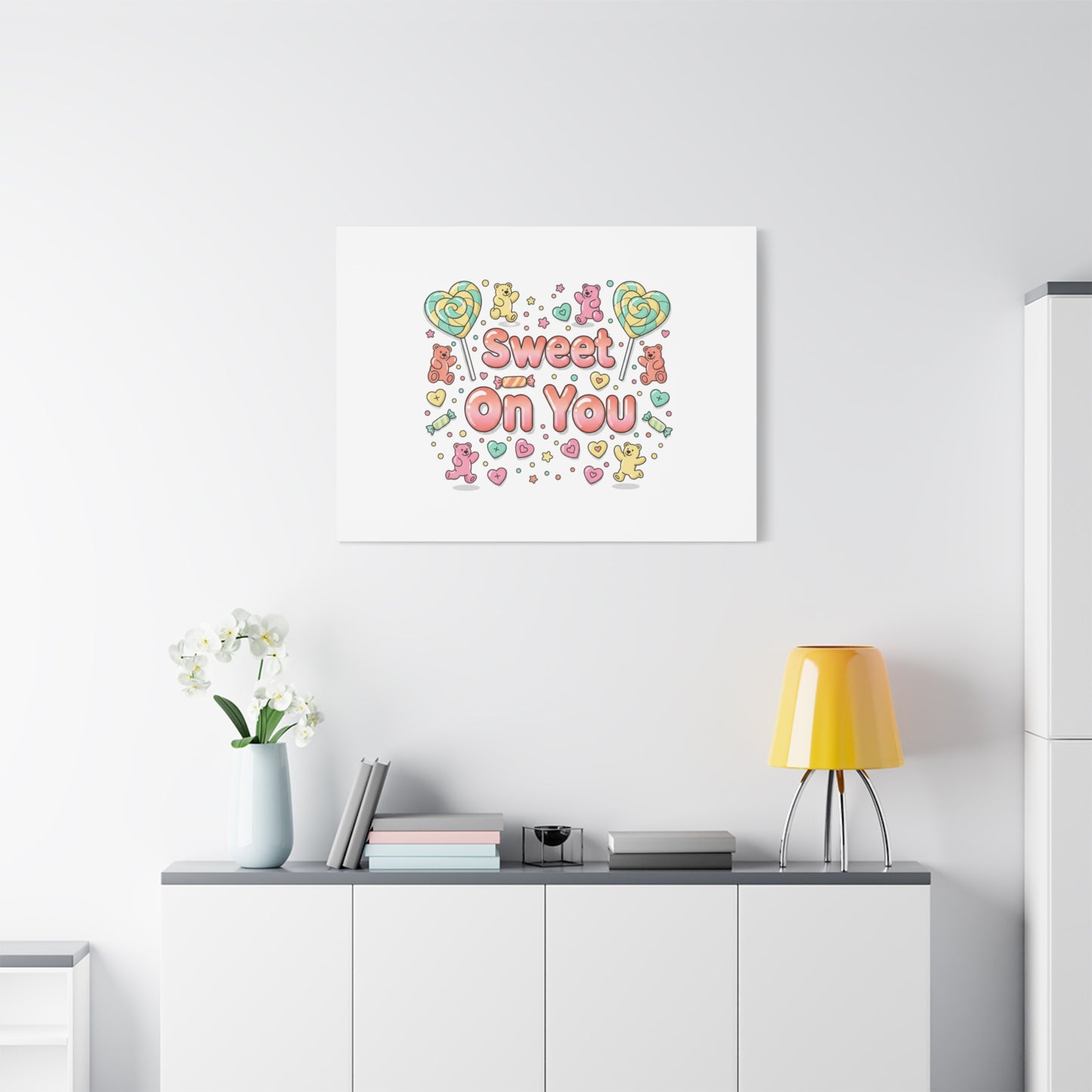 Sweet On You Canvas | Valentine Candycore heart candy pattern, pastel snackcore art