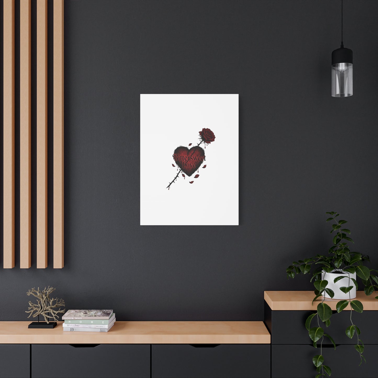 Bittersweet Love heart & thorn rose Canvas | Goth Valentine, Dark Romance Art Print