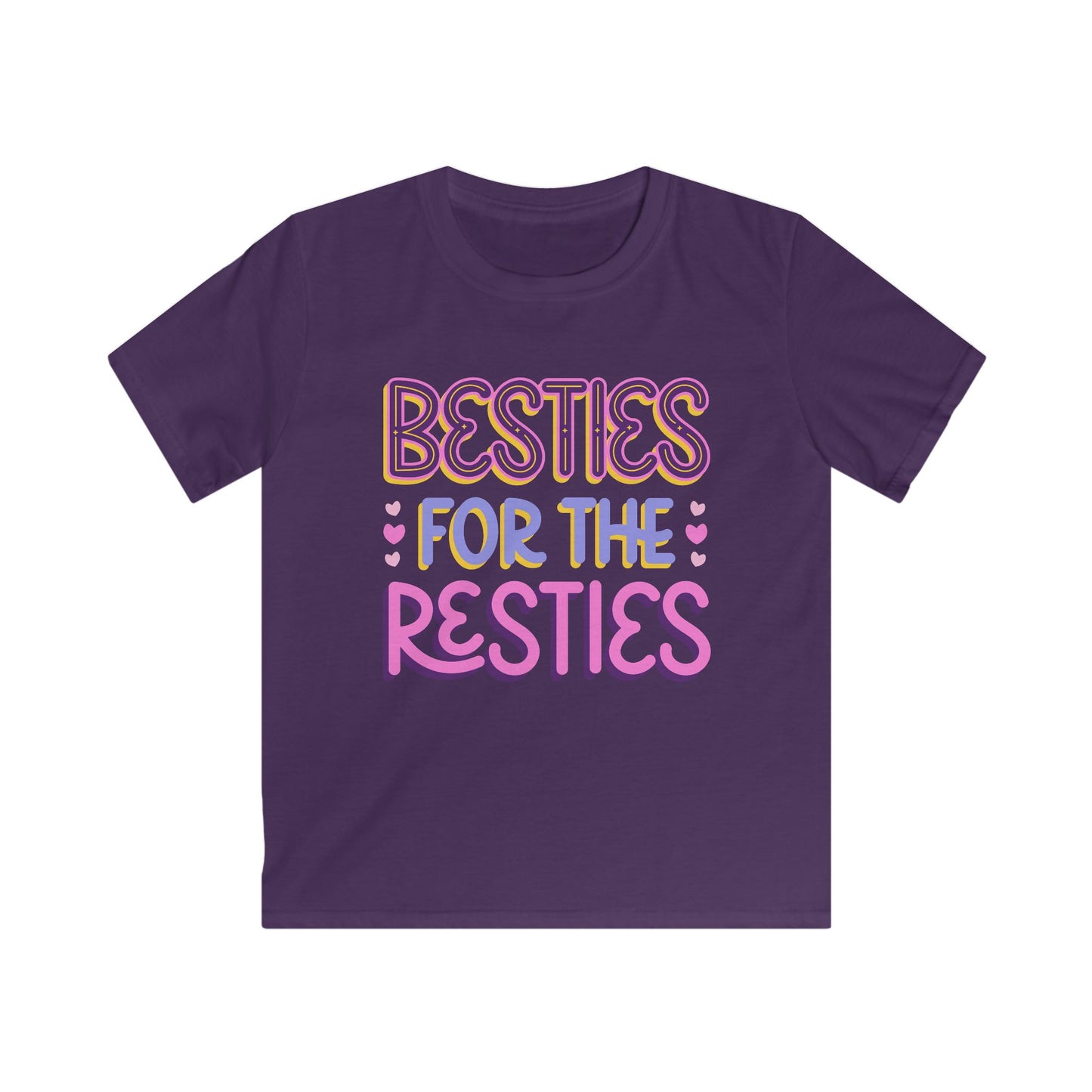 Kids Tee — "Besties for the Resties" Pink & Purple Friendship T-Shirt for Girls