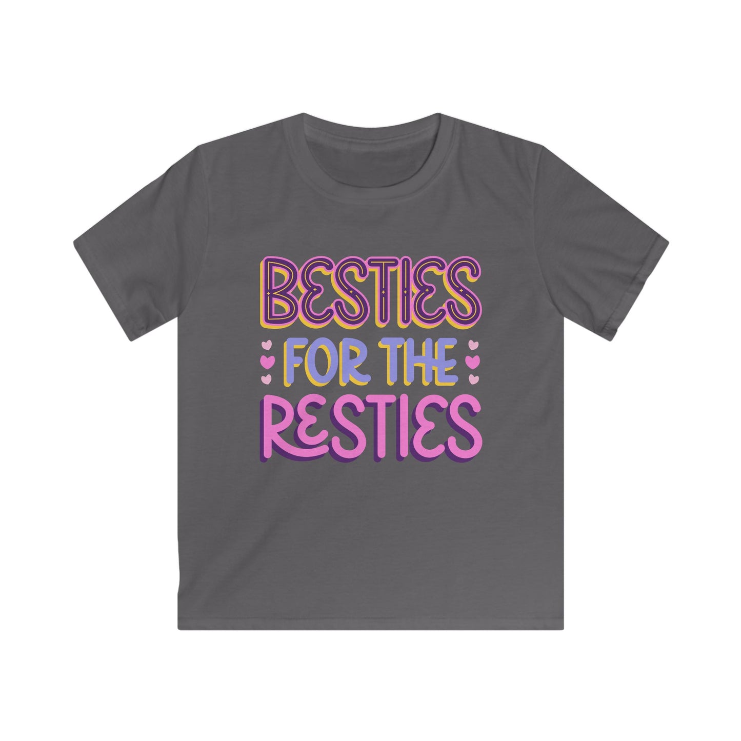 Kids Tee — "Besties for the Resties" Pink & Purple Friendship T-Shirt for Girls