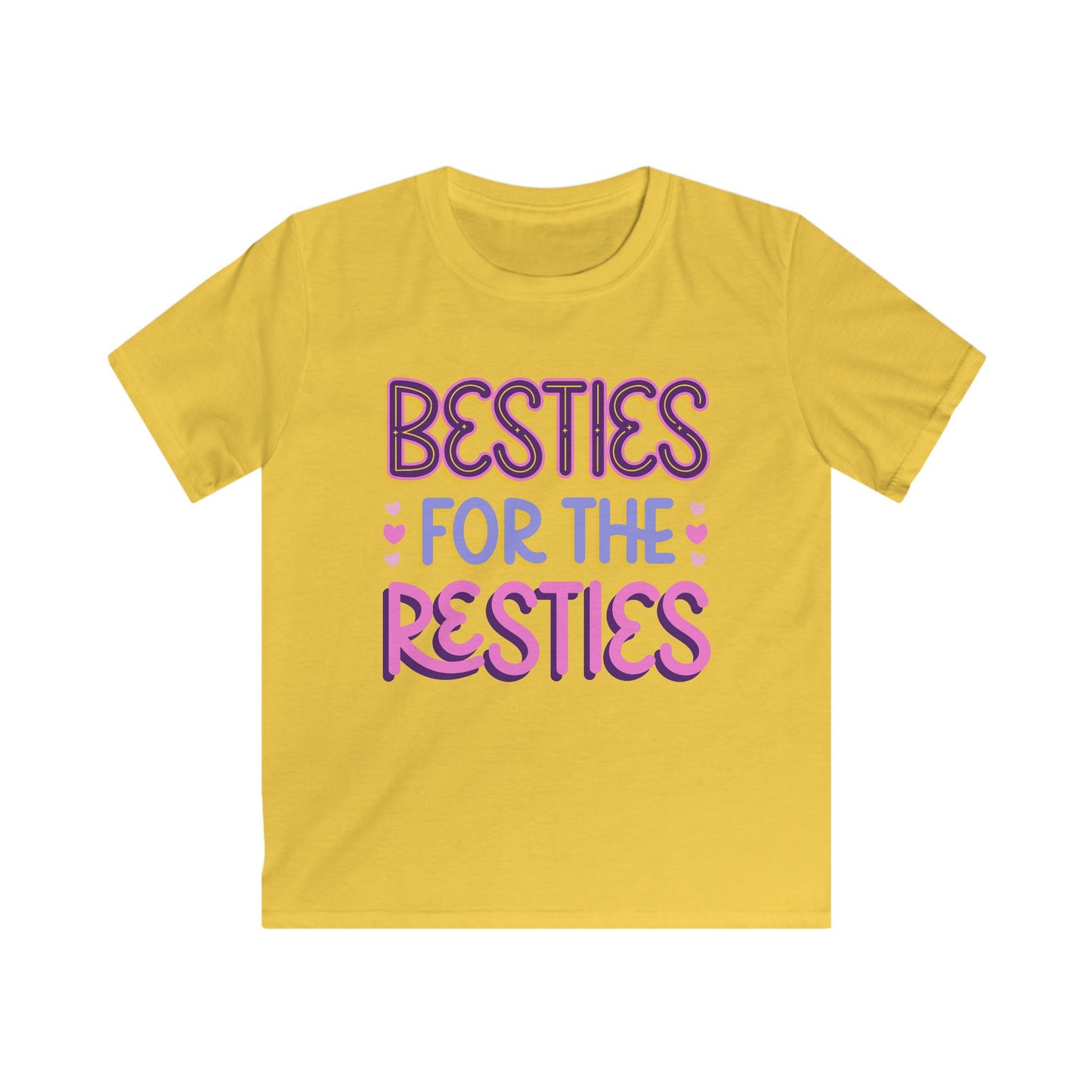 Kids Tee — "Besties for the Resties" Pink & Purple Friendship T-Shirt for Girls