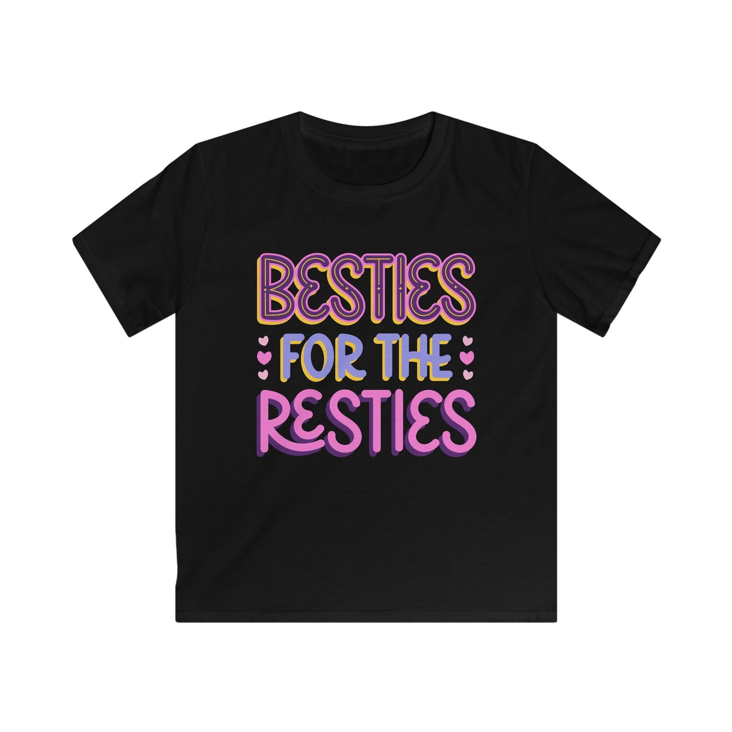 Kids Tee — "Besties for the Resties" Pink & Purple Friendship T-Shirt for Girls