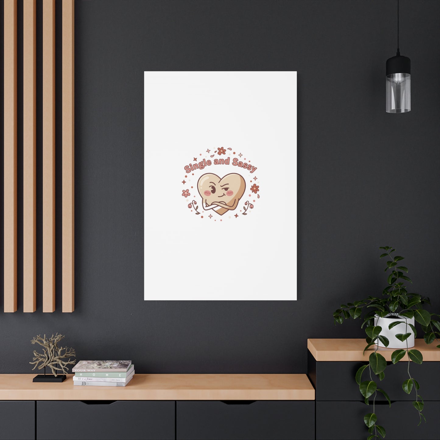 Single and Sassy Heart Canvas | Anti‑Valentine, Pastel Cynic Wall Art