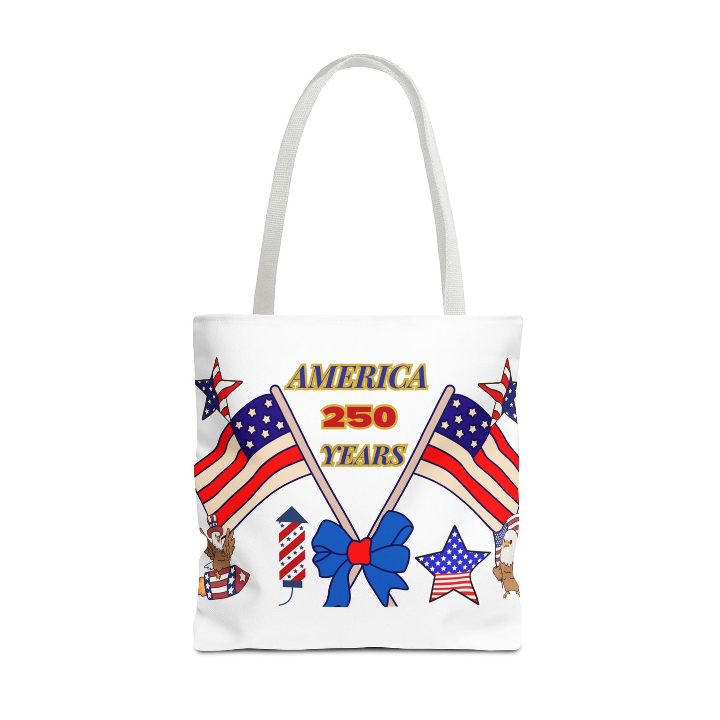 America 250 Years Flag Crossed Flags Patriotic Tote Bag | Independence Day