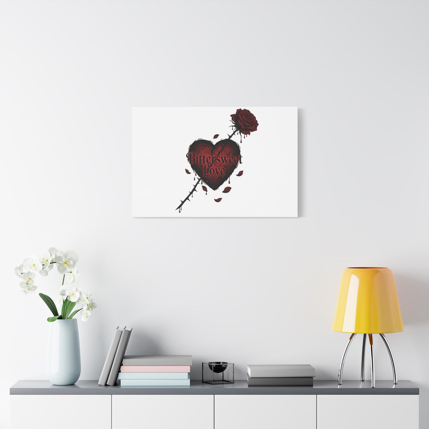 Bittersweet Love heart & thorn rose Canvas | Goth Valentine, Dark Romance Art Print