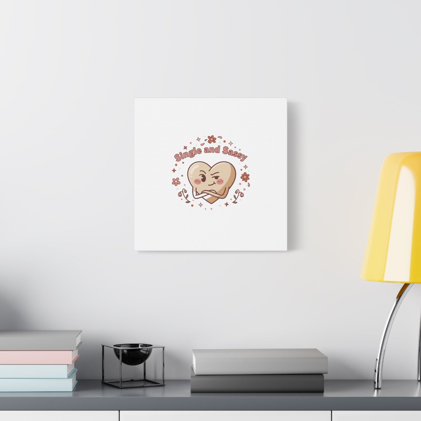 Single and Sassy Heart Canvas | Anti‑Valentine, Pastel Cynic Wall Art