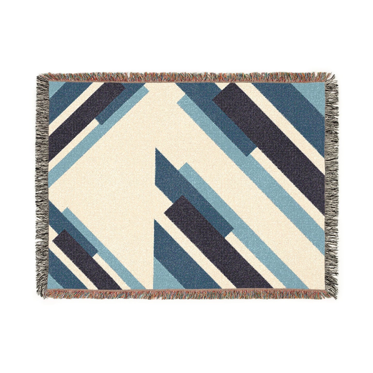 Geometric Diagonal Stripes Woven Blanket | Modern Abstract Throw