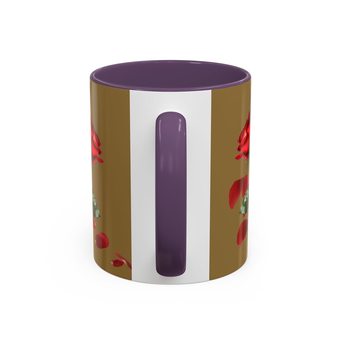 Red Rose Petals Coffee Mug  Accent Black Handle Interior,