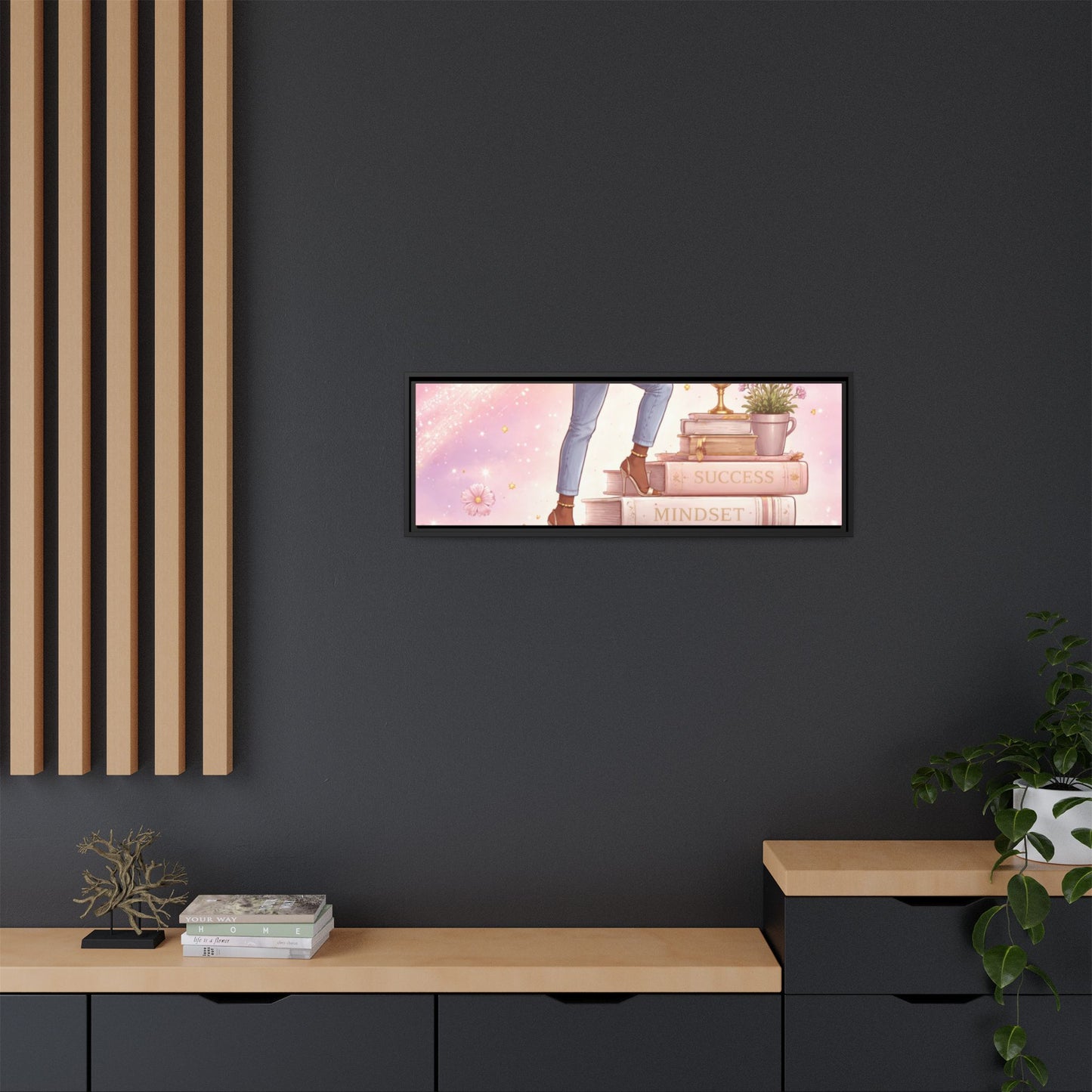 Dream Big Wall Art — Motivational Stacked Books Framed Canvas