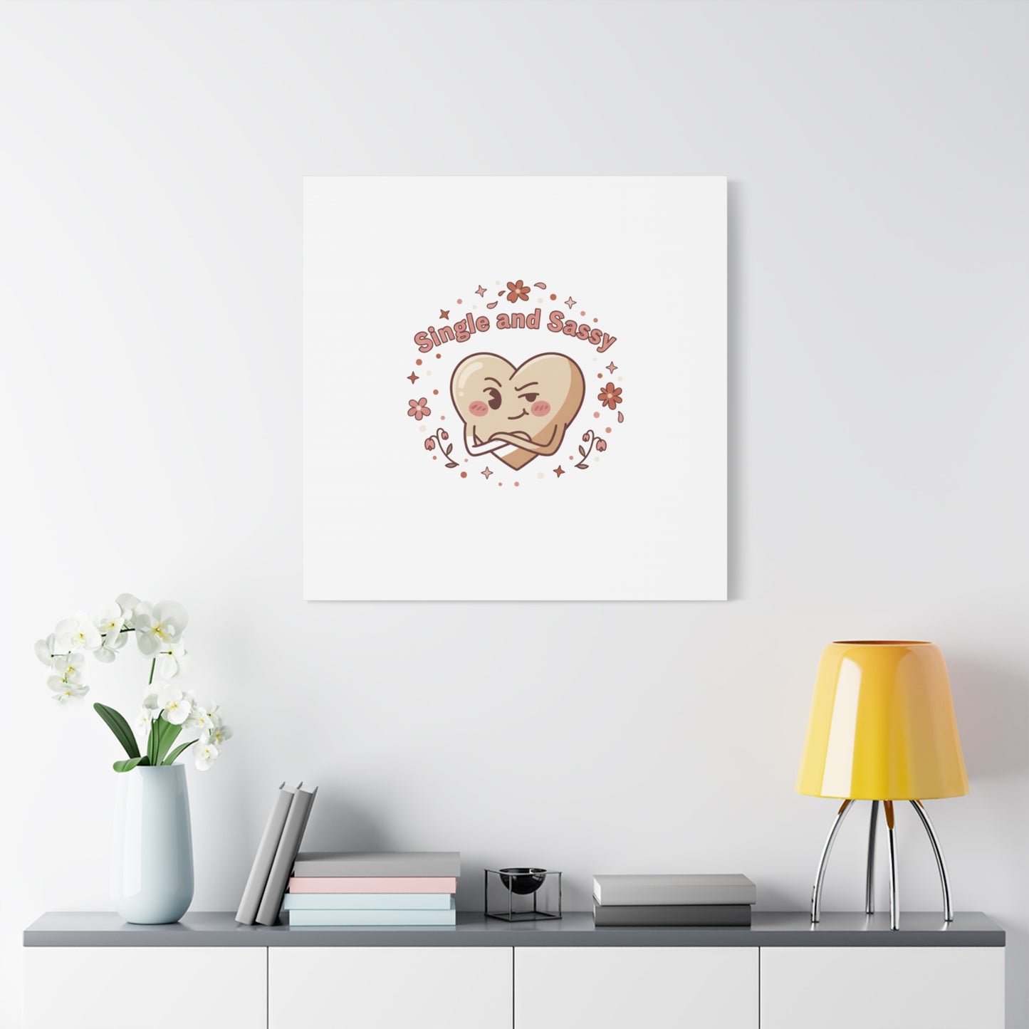 Single and Sassy Heart Canvas | Anti‑Valentine, Pastel Cynic Wall Art