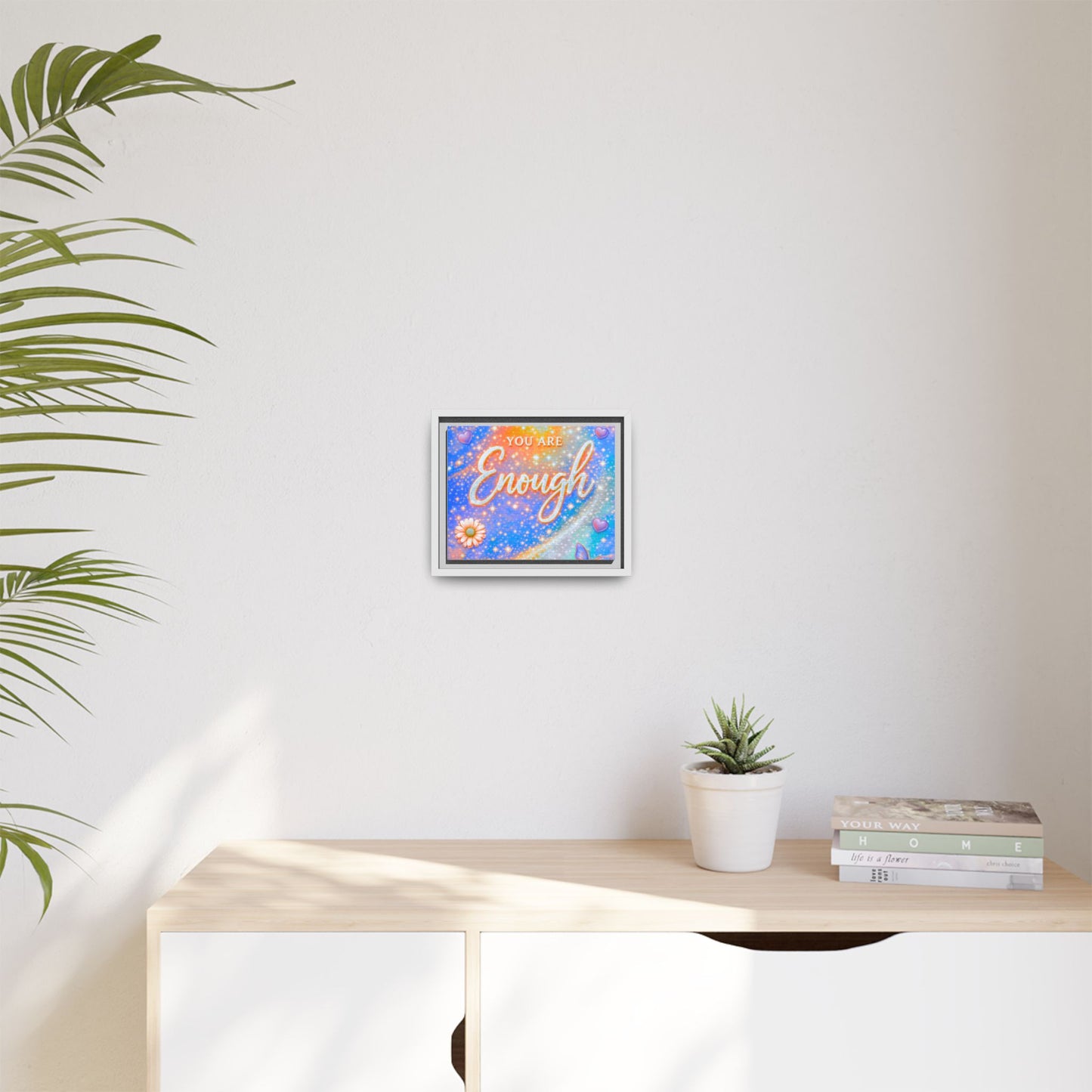 You Are Enough Framed Canvas Print — Inspirational Wall Art (Multicolor)