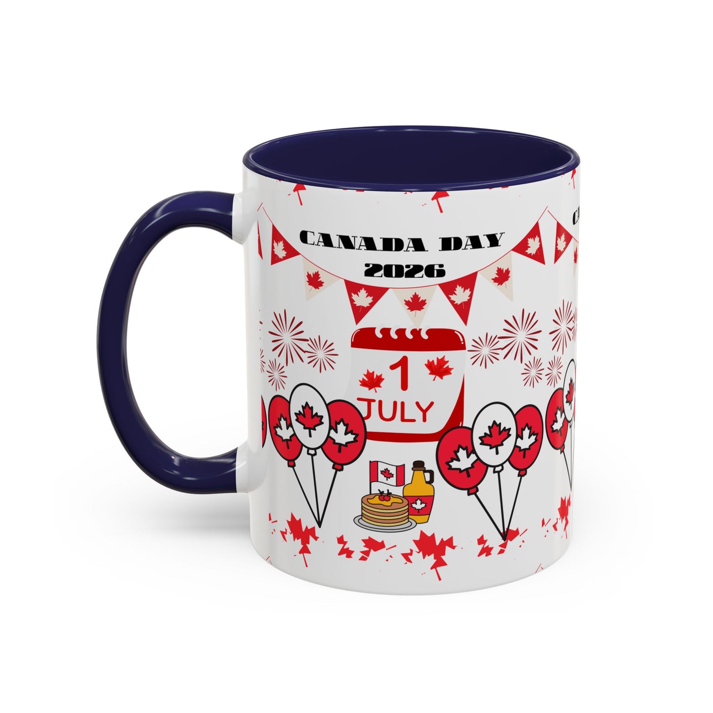Canada Day Coffee Mug - 1 July 2026 Red Maple Balloon Accent Mug
