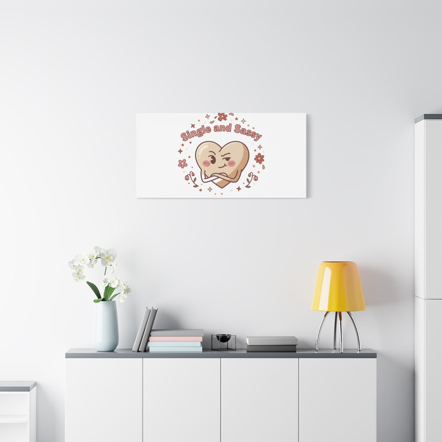 Single and Sassy Heart Canvas | Anti‑Valentine, Pastel Cynic Wall Art