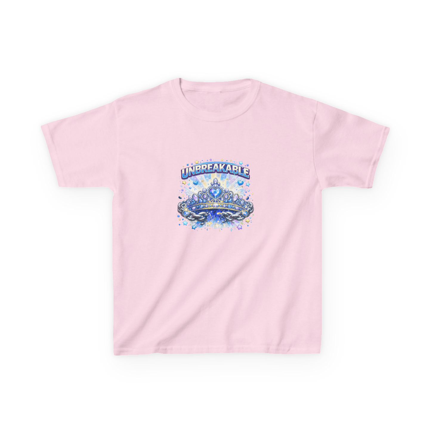 Unbreakable Kids T‑Shirt — Blue Crown & Waves Graphic Tee for Brave Kids