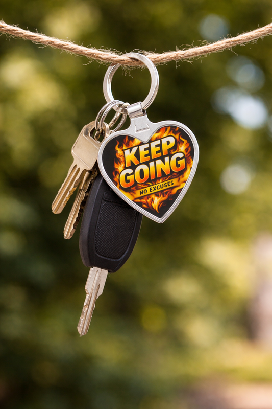 Motivational Keep Going Keychain | No Excuses Inspirational Keyring