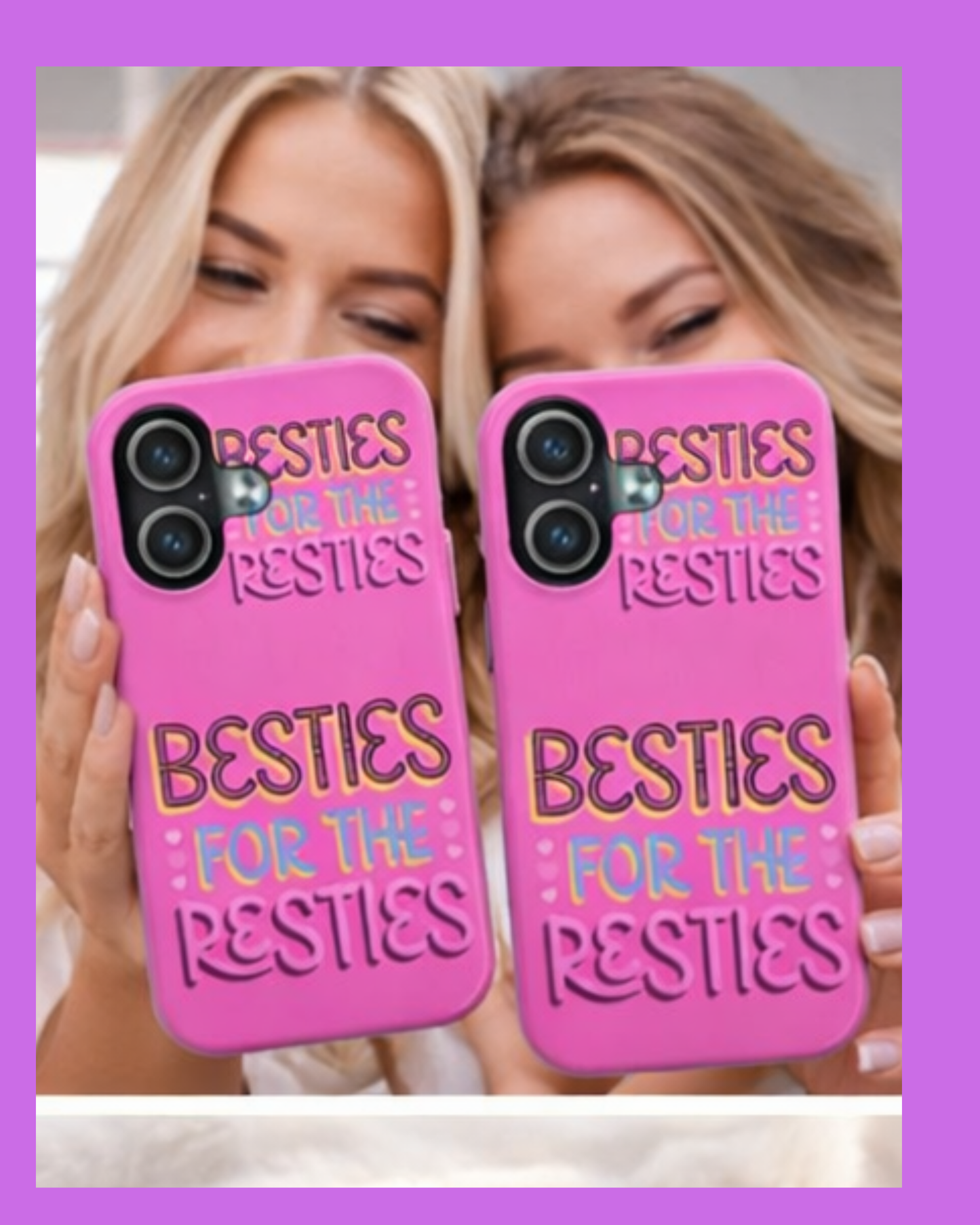 Besties for the Resties Phone Case iPhone 17 16 15 14 Cute Girly Aesthetic Case Gift for Best Friend Pink Black Yellow Trendy Protective Cover