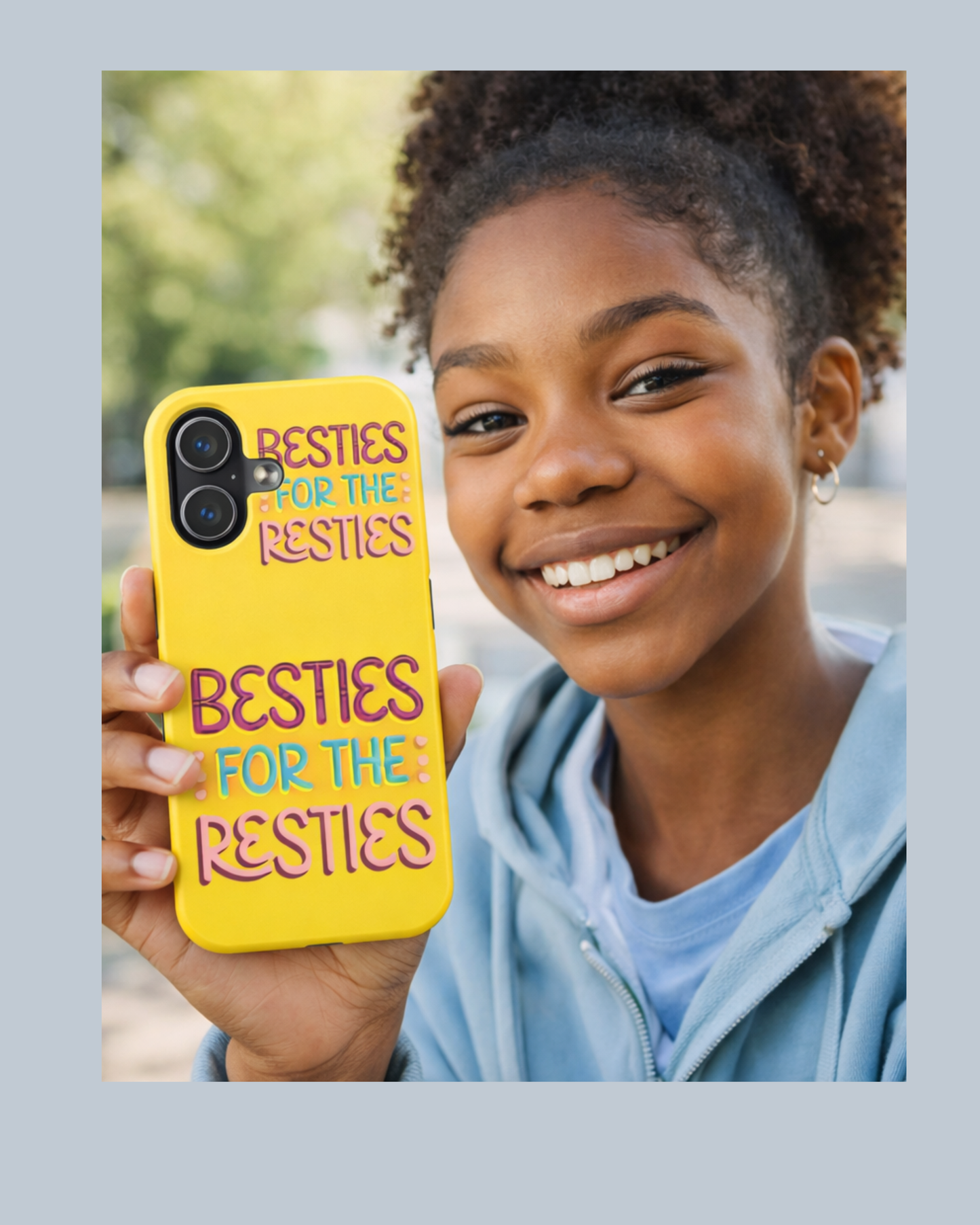 Besties for the Resties Phone Case iPhone 17 16 15 14 Cute Girly Aesthetic Case Gift for Best Friend Pink Black Yellow Trendy Protective Cover