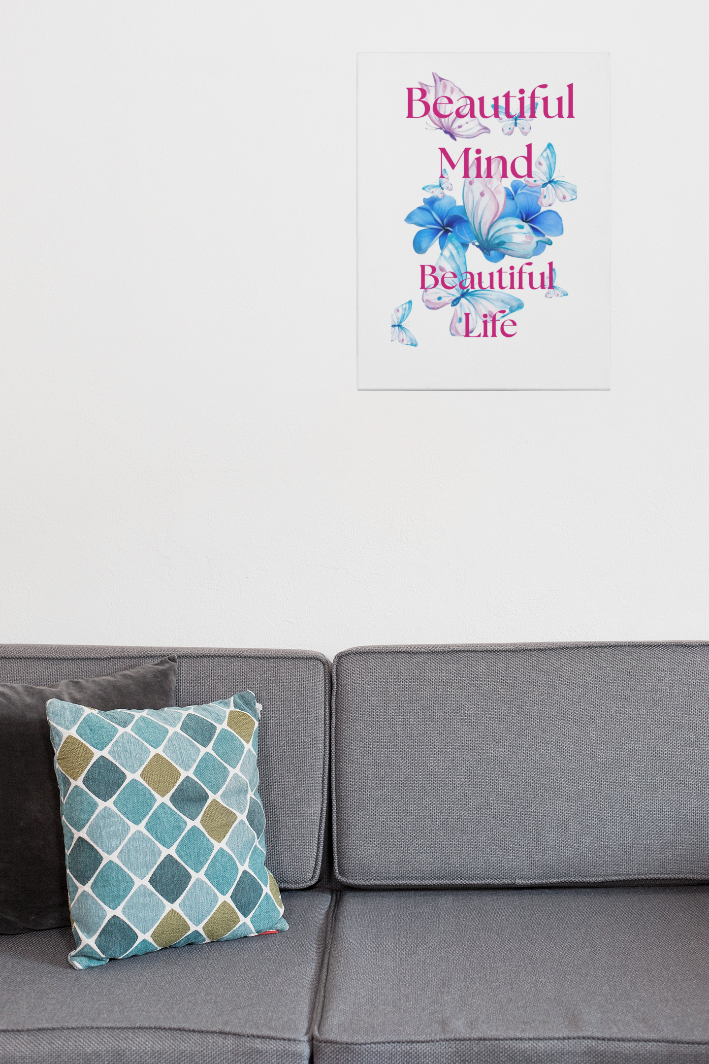"Beautiful Mind Beautiful Life" Floral Butterfly Wall Art
