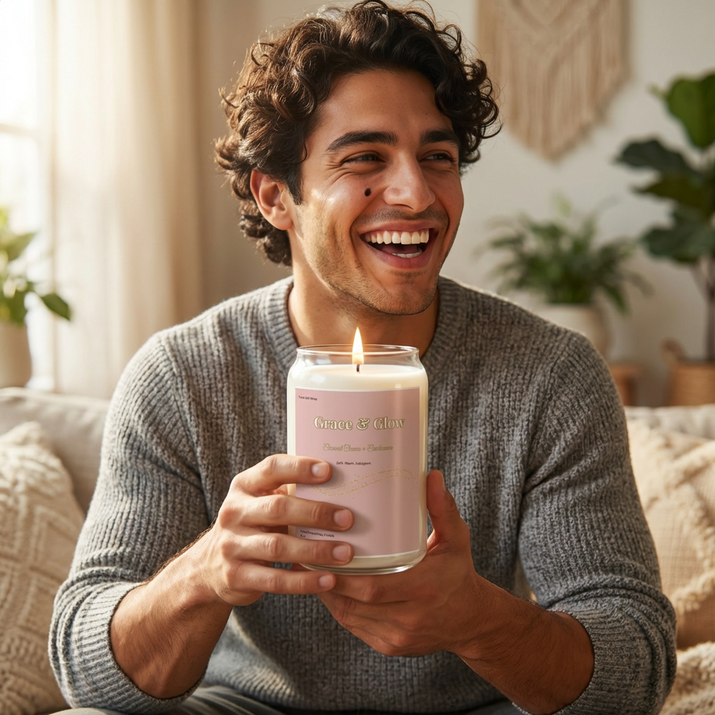 Soy Candle — "Grace & Glow" Scented Jar, 13.75 oz (Soft, Warm, Radiance)