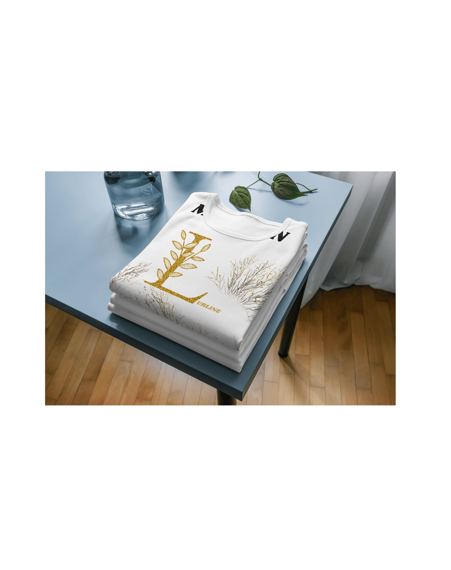 GOLD FLORAL Initial "My Queen" T-Shirt — Custom Large First Initial & Name