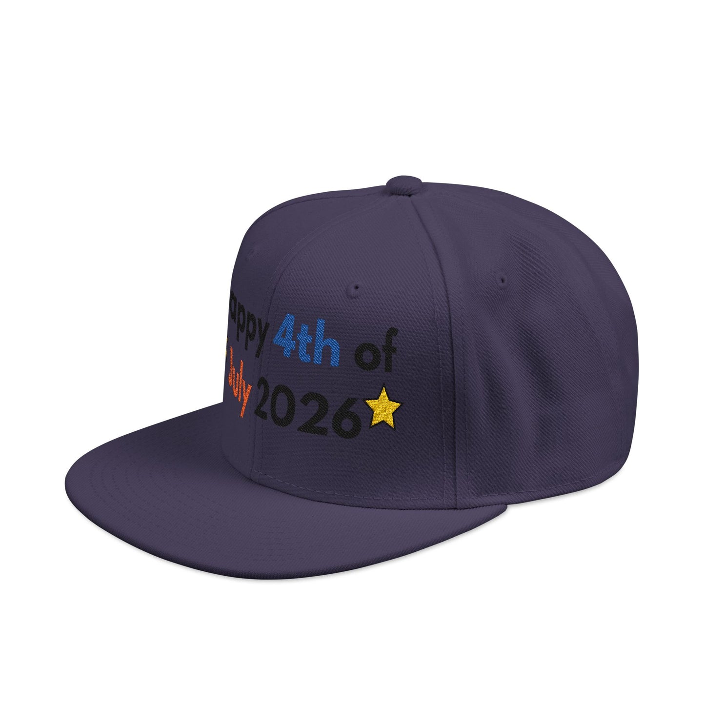 Happy 4th of July 2026 Embroidered Snapback Hat