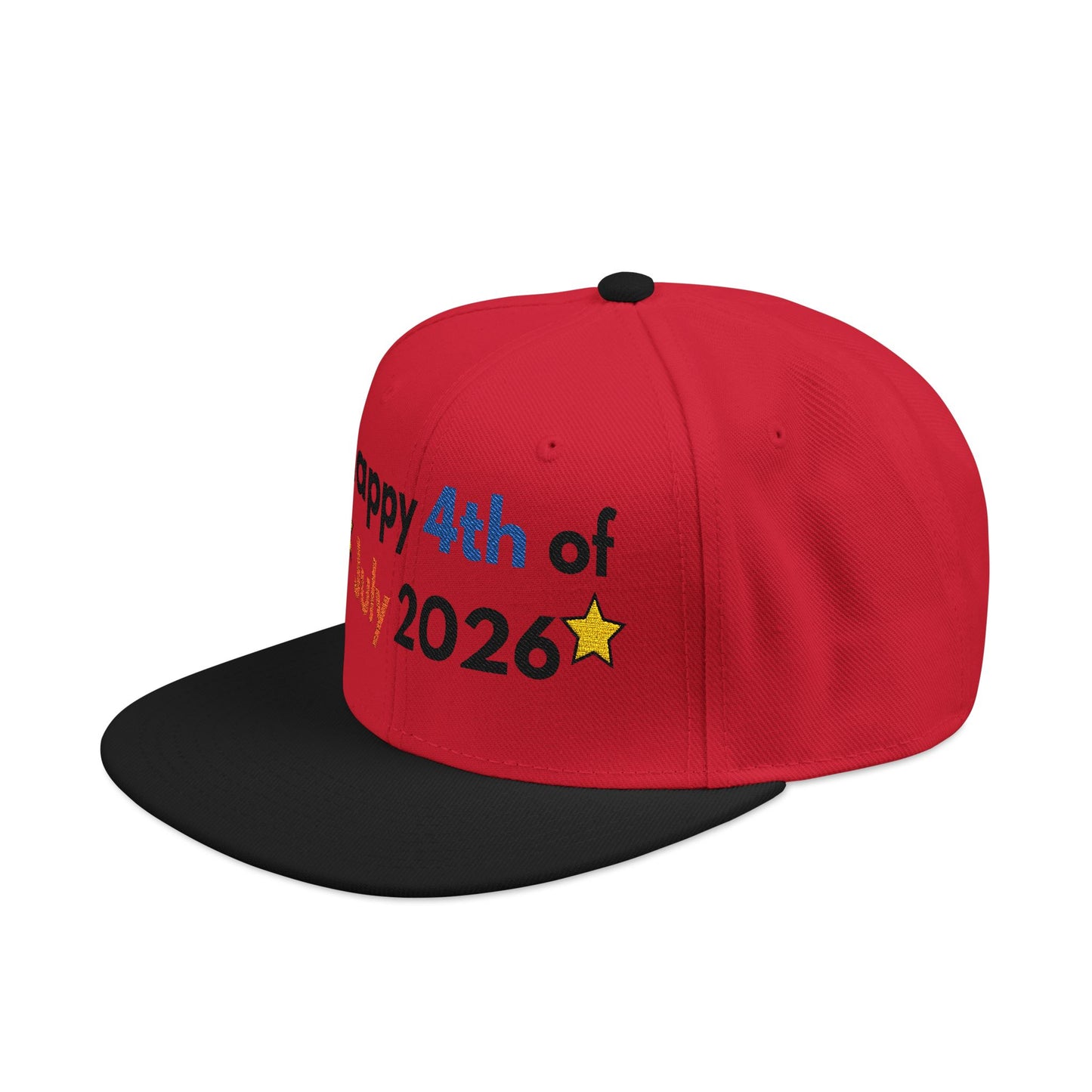 Happy 4th of July 2026 Embroidered Snapback Hat