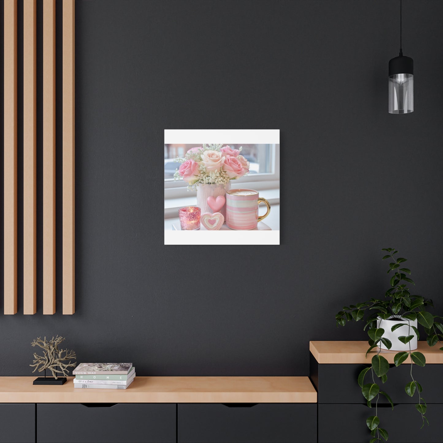 Pink Rose Bouquet with Mug Canvas