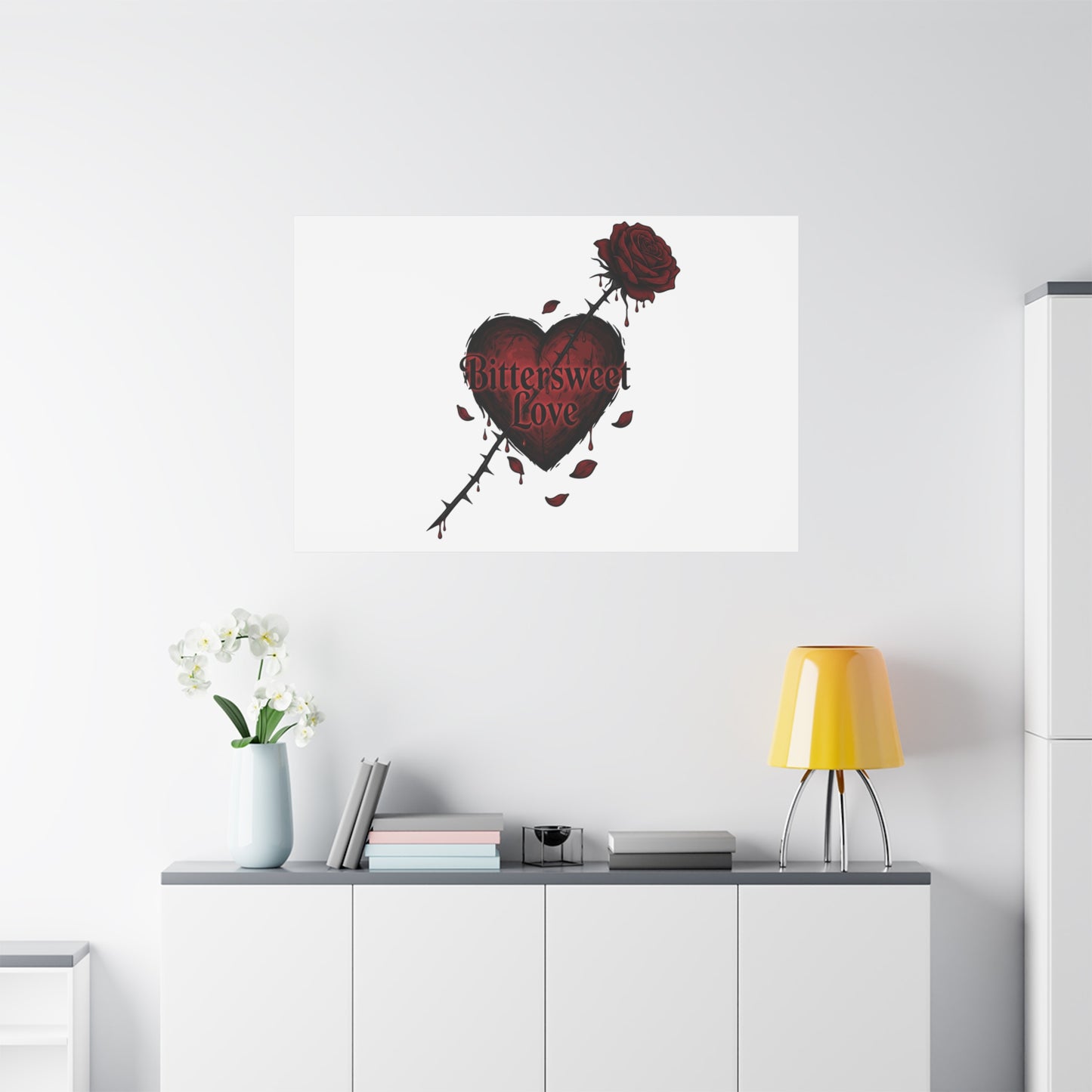 Bittersweet Love heart & thorn rose Canvas | Goth Valentine, Dark Romance Art Print