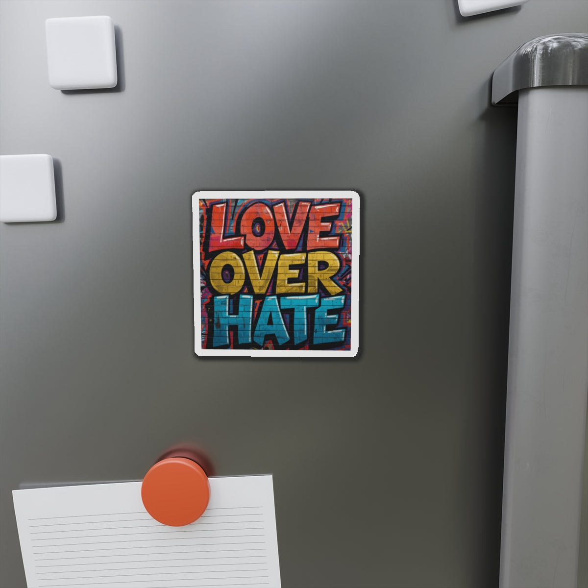 Love Over Hate Die-Cut Magnet — Inspirational Heart Sticker Magnet