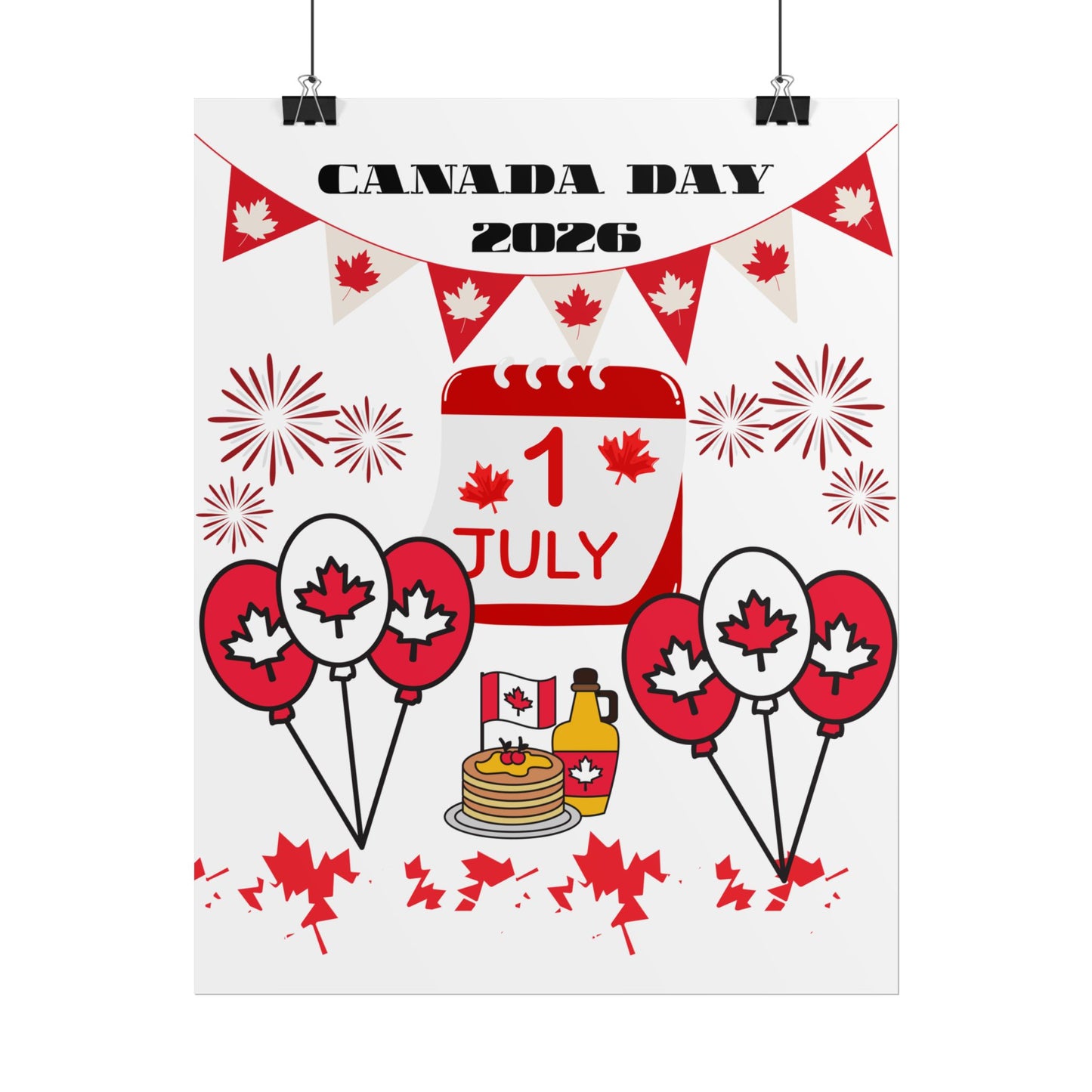Canada Day 1 July Poster – Red Maple Leaf Celebration Print