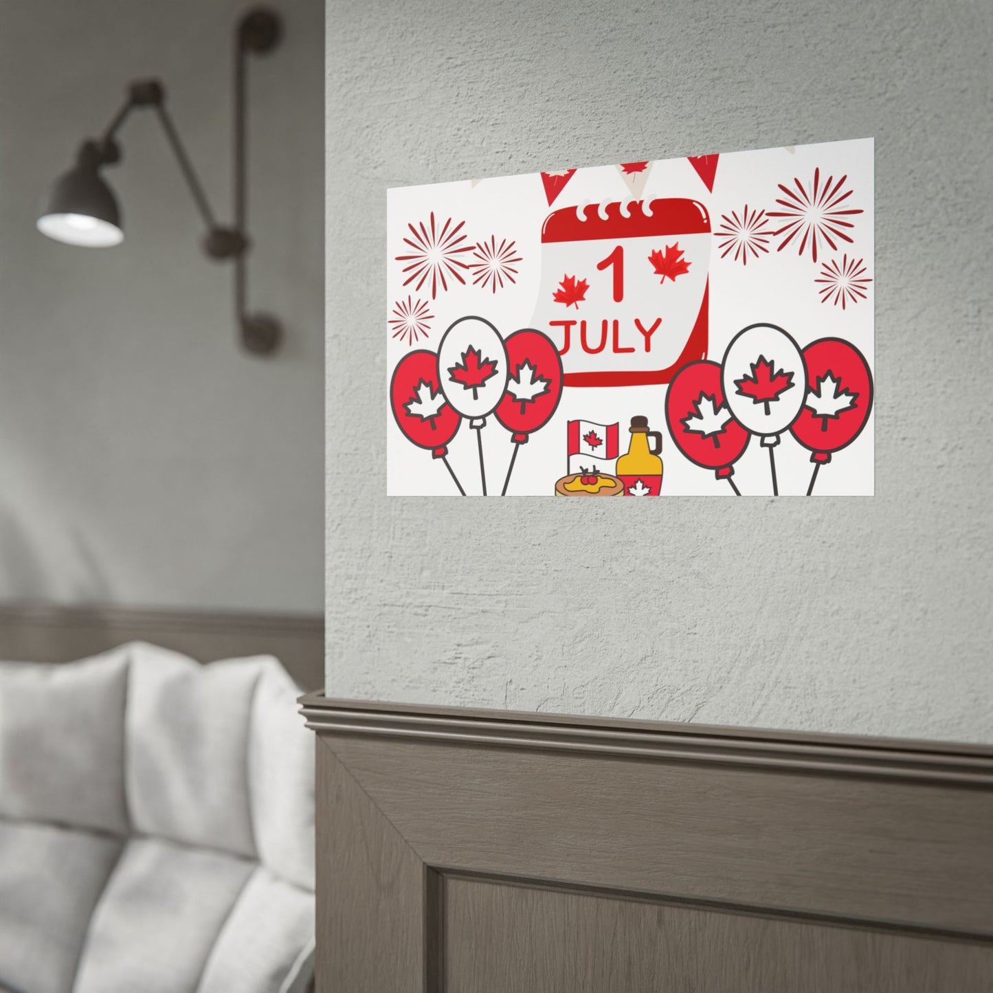 Canada Day 1 July Poster – Red Maple Leaf Celebration Print