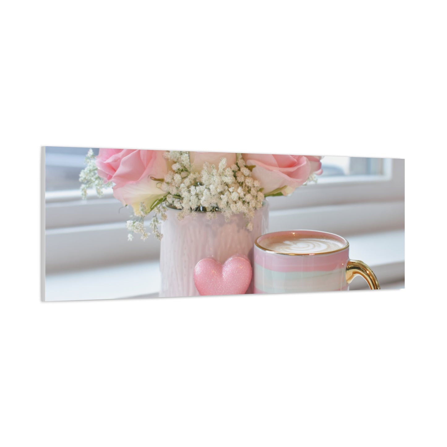 Pink Rose Bouquet with Mug Canvas