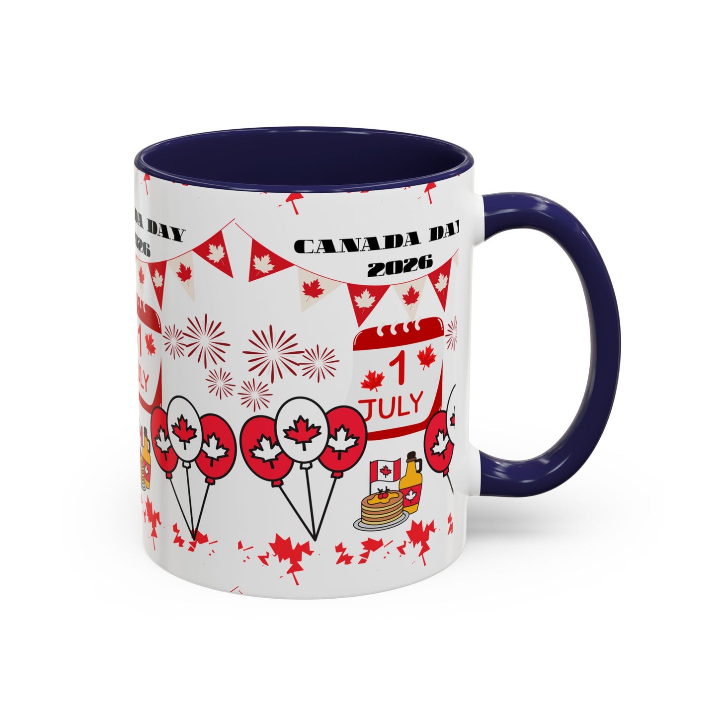 Canada Day Coffee Mug - 1 July 2026 Red Maple Balloon Accent Mug