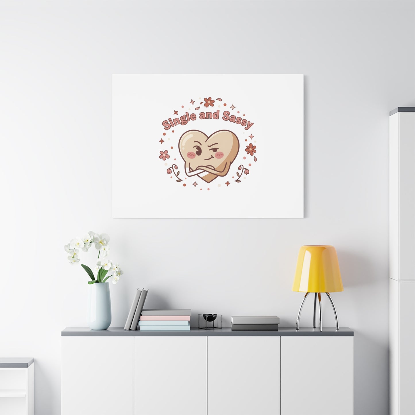 Single and Sassy Heart Canvas | Anti‑Valentine, Pastel Cynic Wall Art