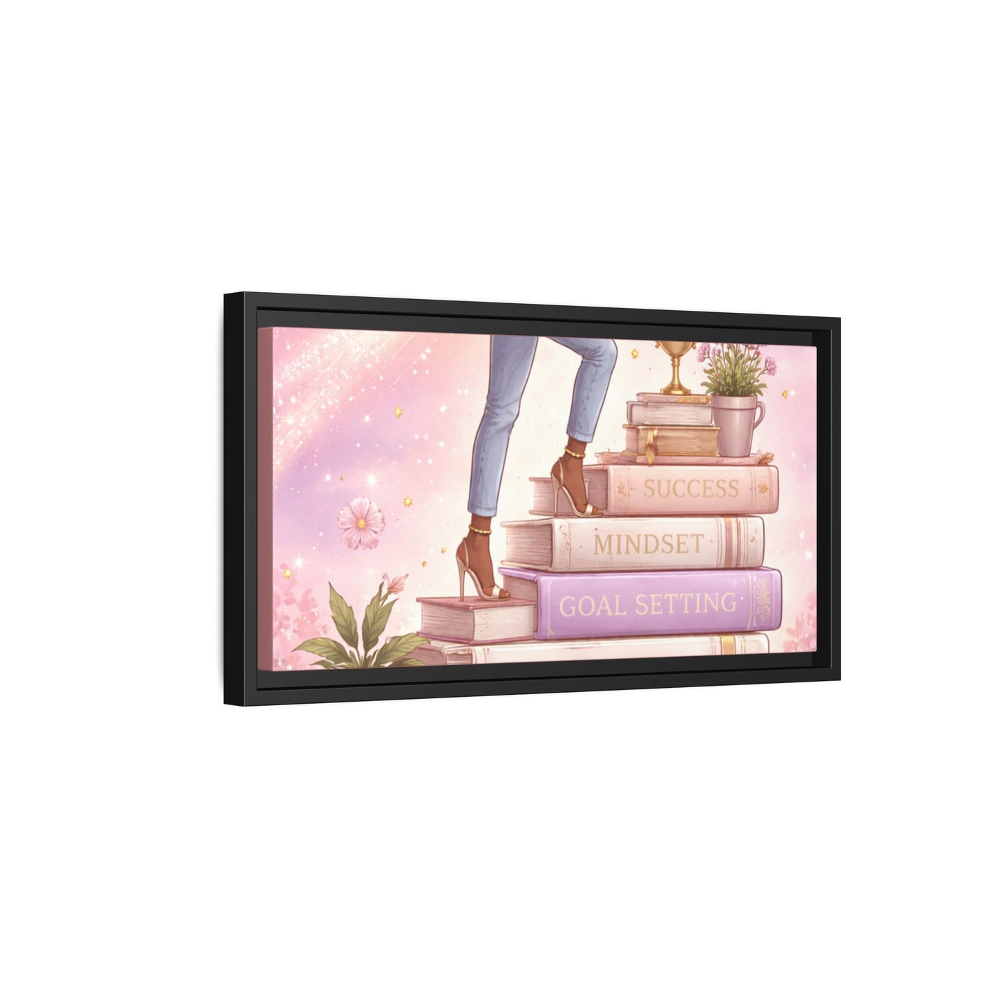 Dream Big Wall Art — Motivational Stacked Books Framed Canvas