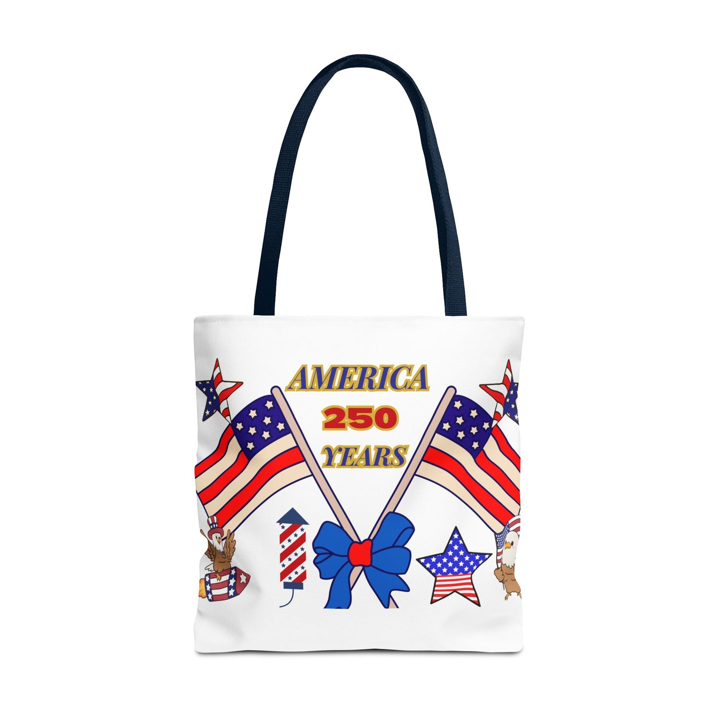 America 250 Years Flag Crossed Flags Patriotic Tote Bag | Independence Day