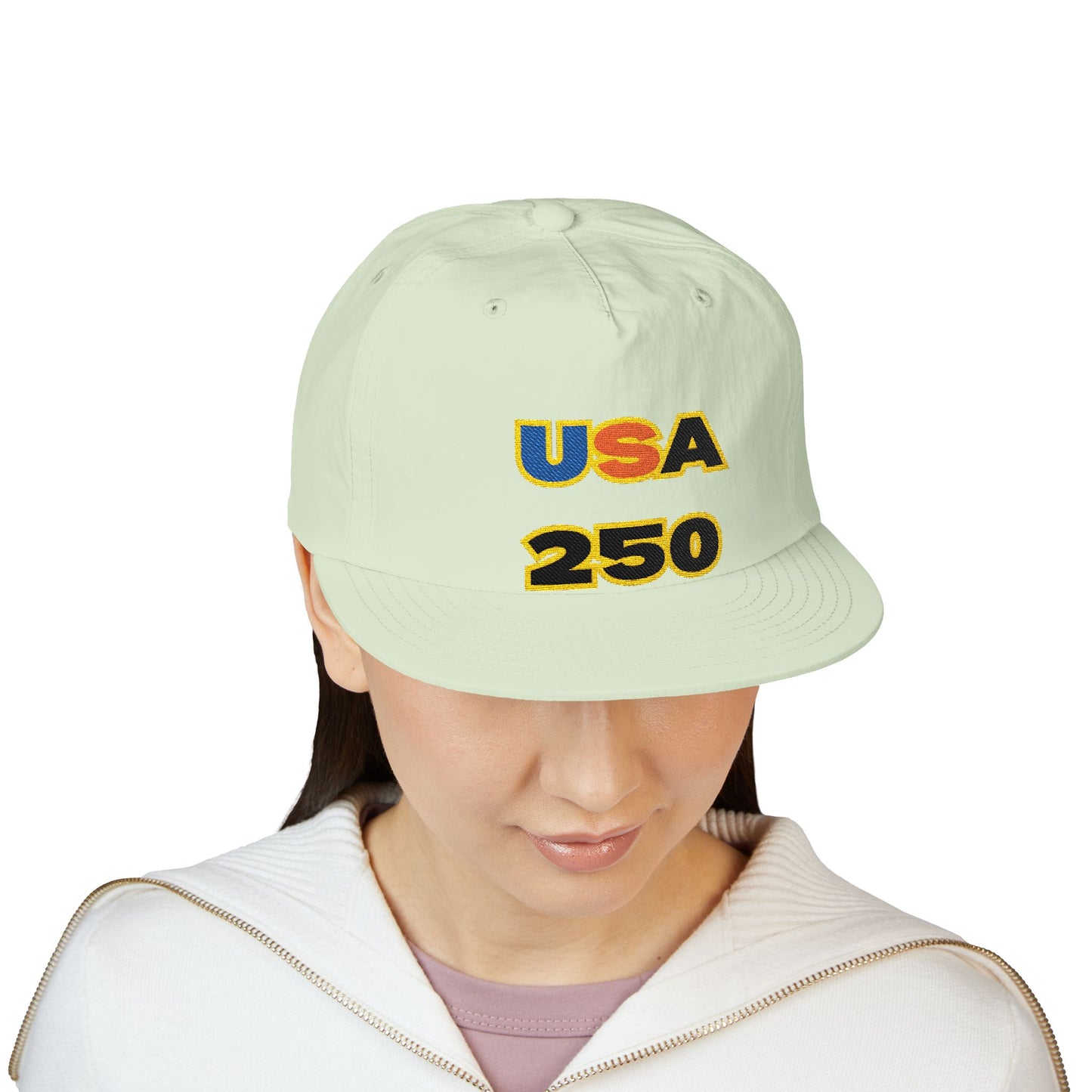 USA 250 Surf Cap | Embroidered Trucker Hat, White Snapback