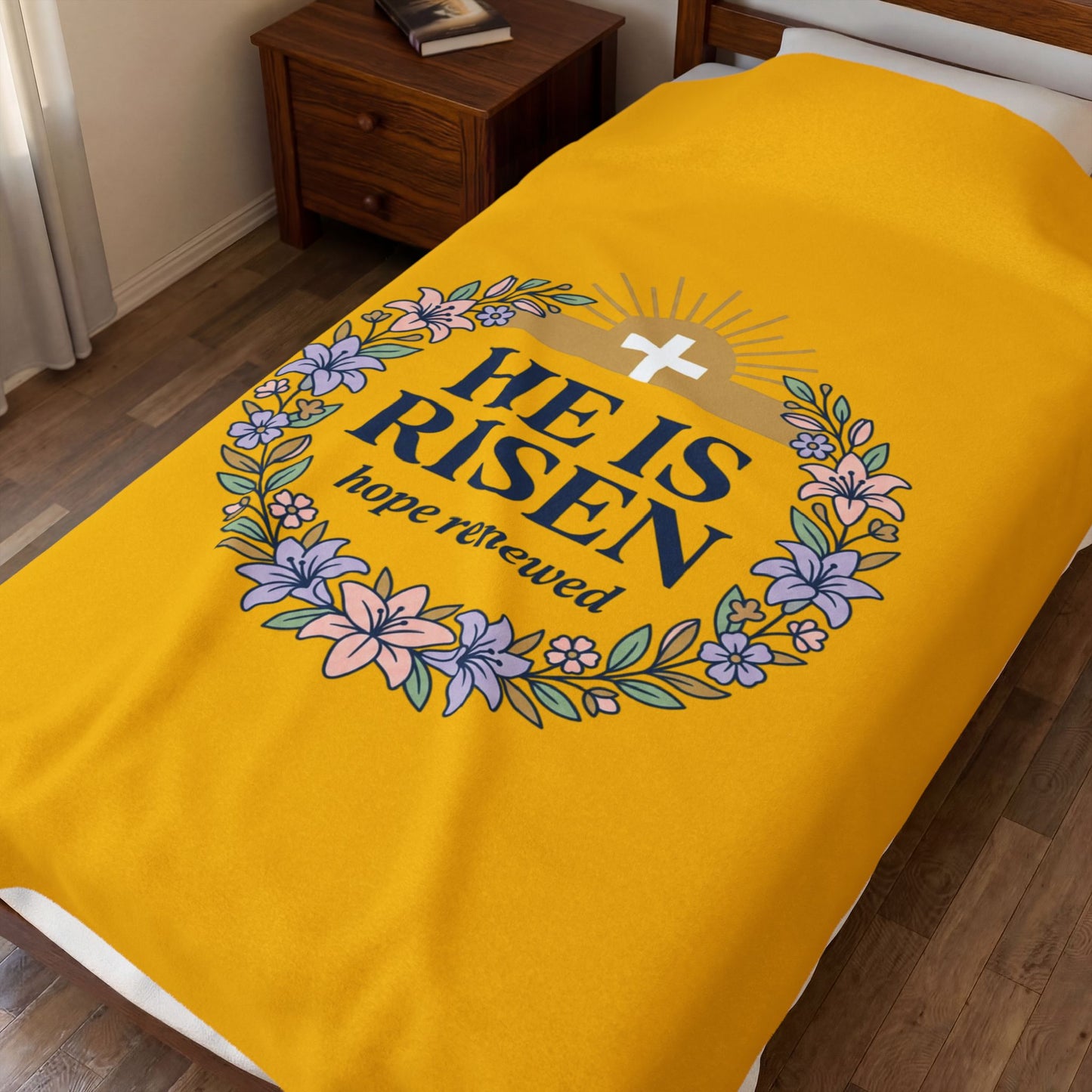 He Is Risen Velveteen Blanket | Easter Christian, Resurrection Scripture