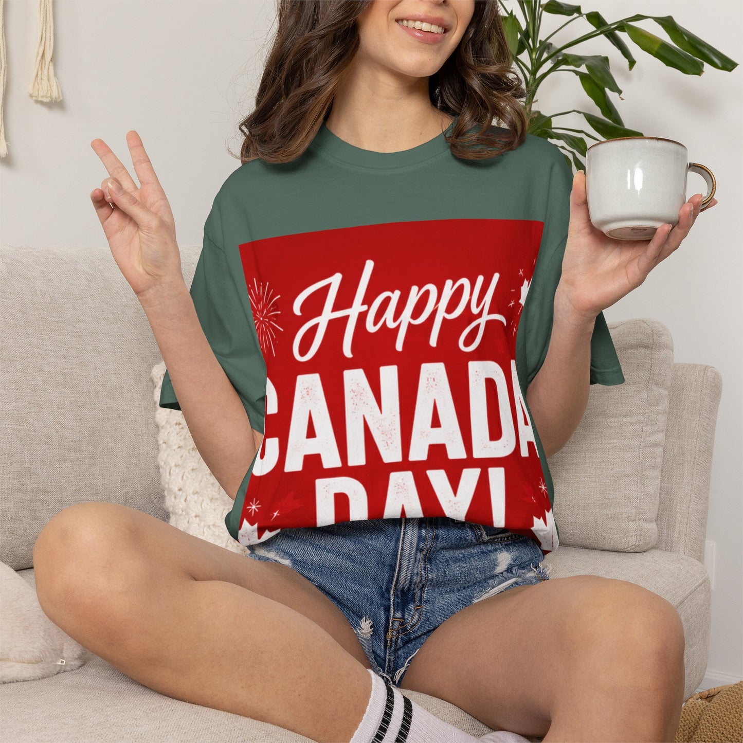 Happy Canada Day T-Shirt — Red Maple Leaf Canada Day Tee