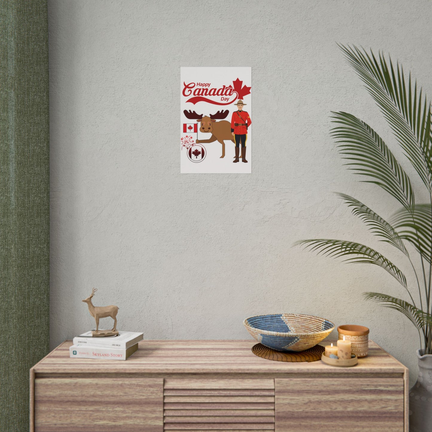 Canada Day Poster - Happy Canada Day Moose & Mountie Rolled Poster