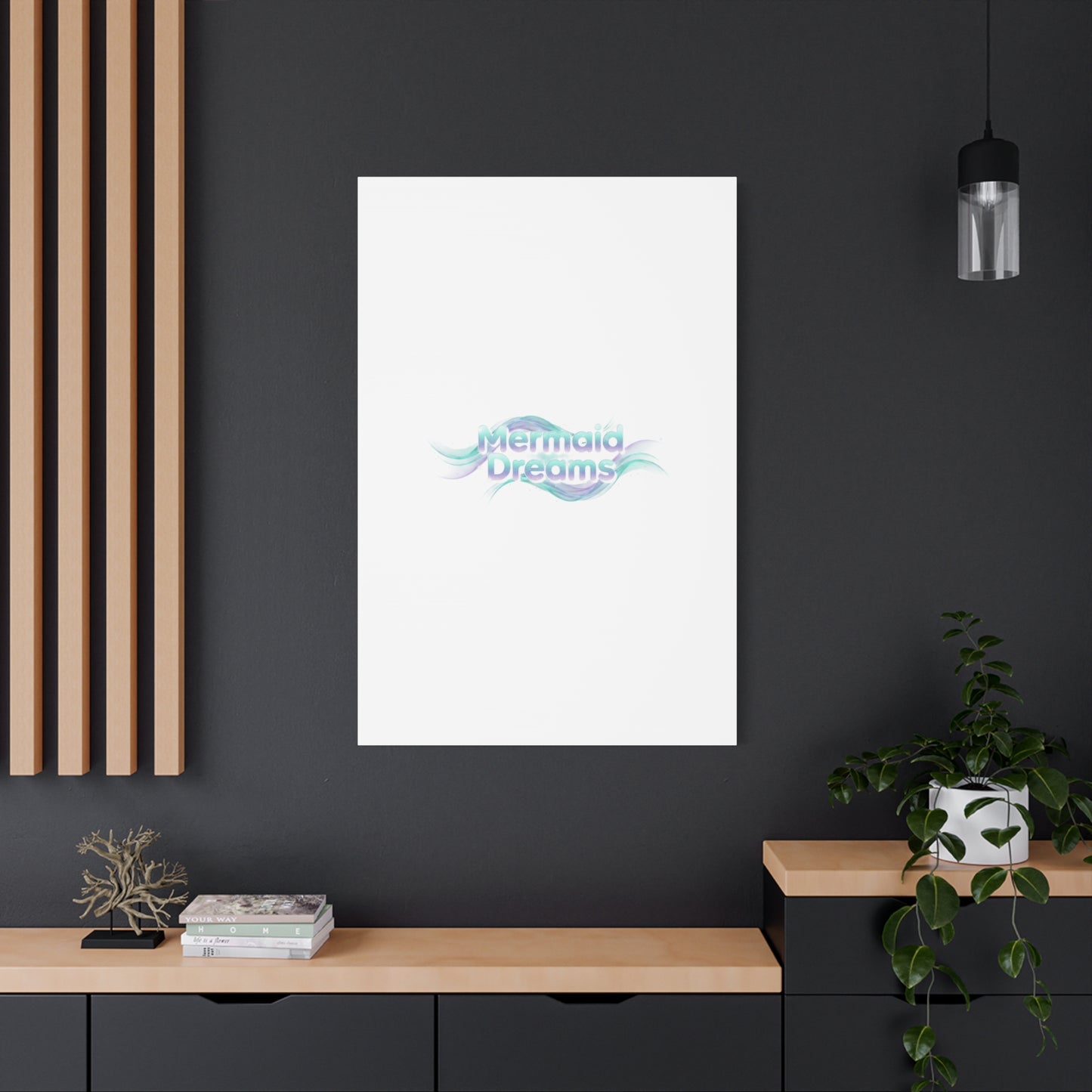 Mermaid Dreams Matte Canvas | iridescent text, pearly word accent