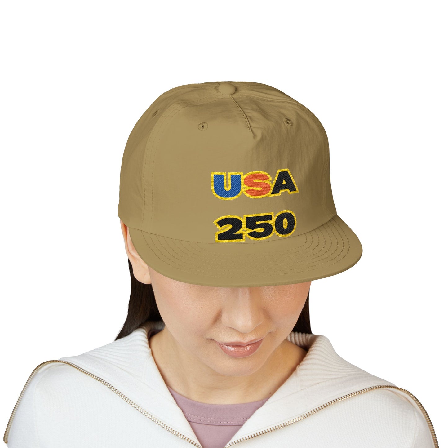 USA 250 Surf Cap | Embroidered Trucker Hat, White Snapback