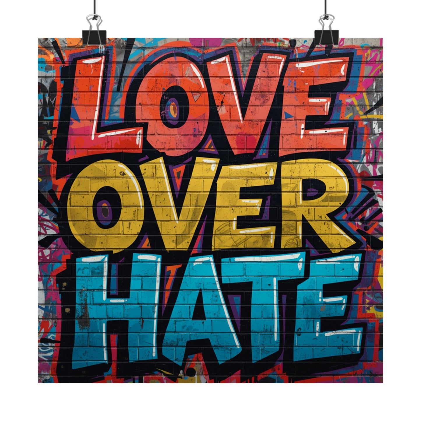 Love Over Hate Matte Poster — Bold Graffiti Street Art Wall Print