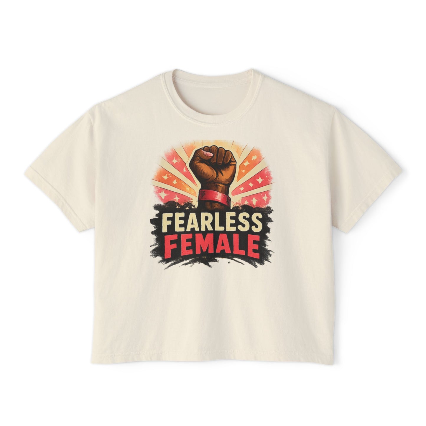 Fearless Female Raised Fist Graphic T-Shirt | Boxy Tee