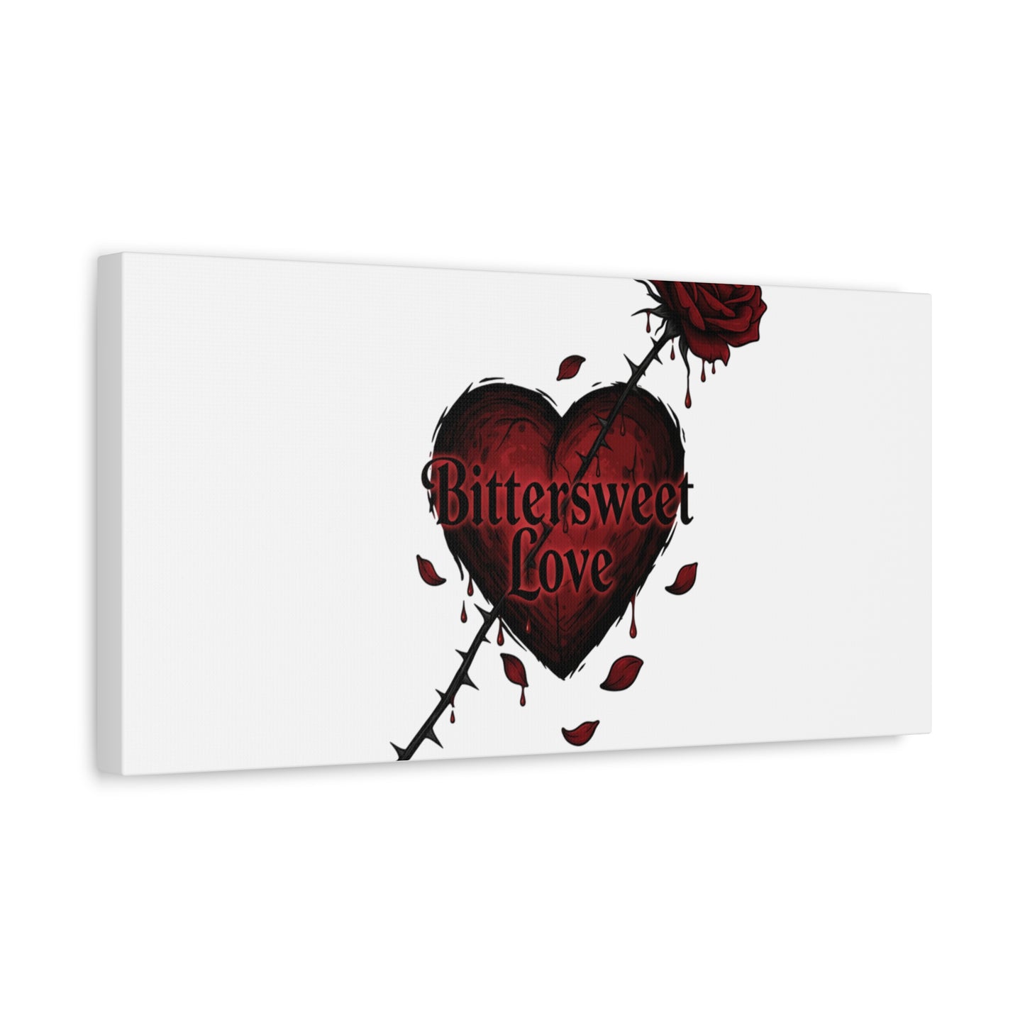 Bittersweet Love heart & thorn rose Canvas | Goth Valentine, Dark Romance Art Print