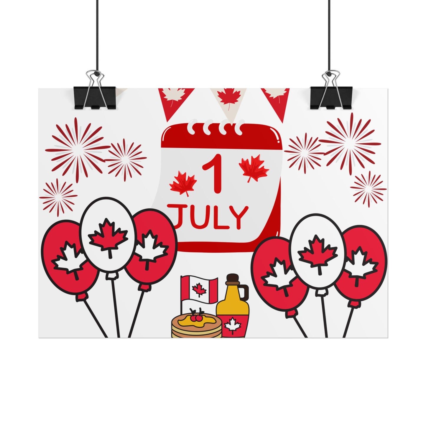 Canada Day 1 July Poster – Red Maple Leaf Celebration Print
